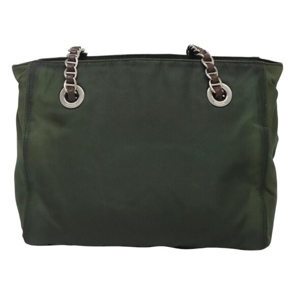 PRADA Chain Shoulder Bag Nylon Green Auth BD1448 - Picture 3 of 16